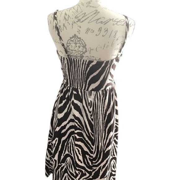 APNY Brown White Zebra Striped Mini Dress Medium - Picture 3 of 10